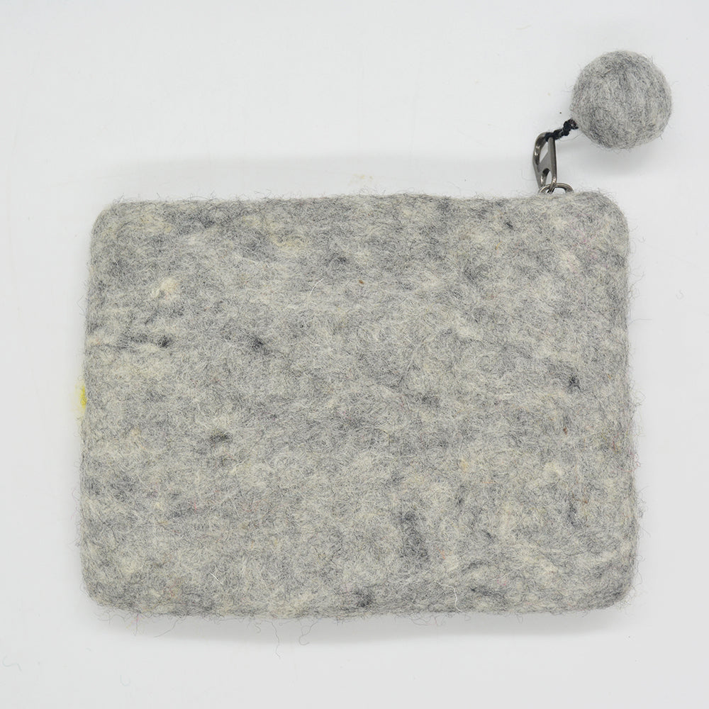 Grey Kitty Felt Zip Pouch for Safe Kids Devices