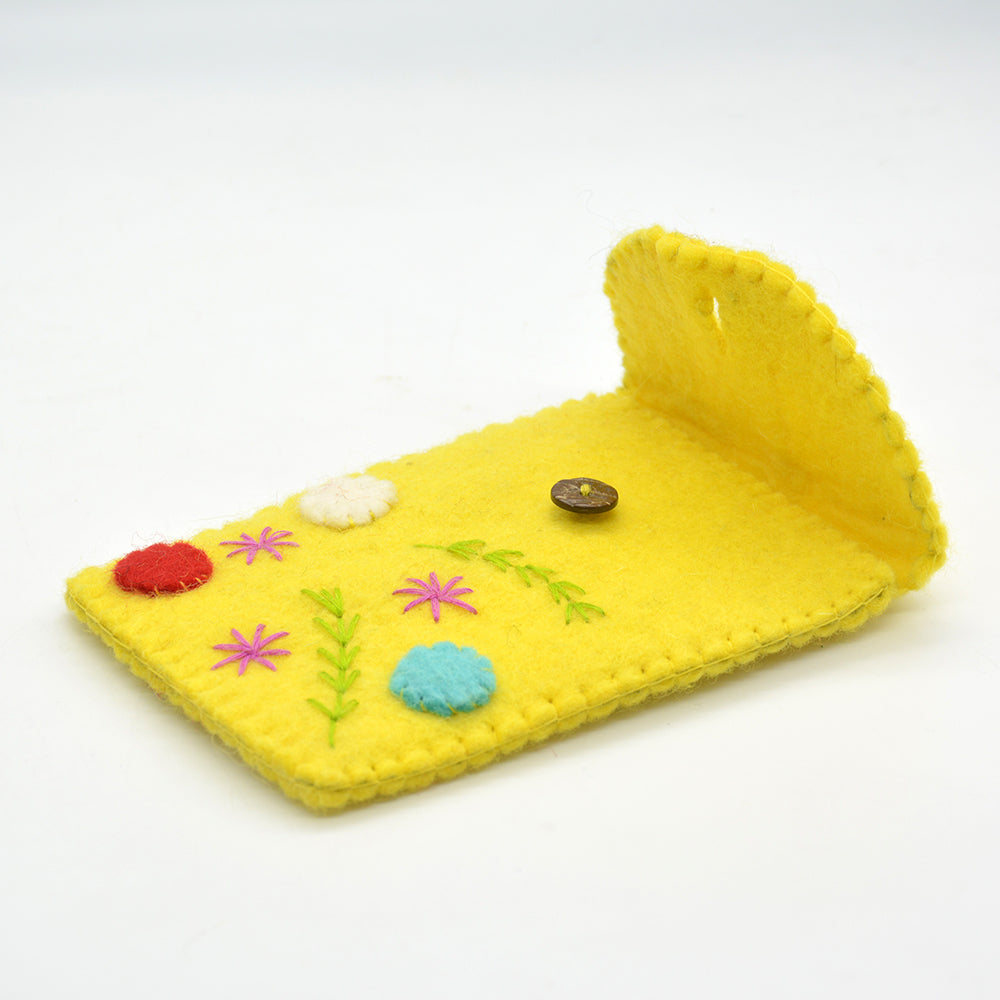 Sunshine Embroidered Felt Flap Pouch for Safe Kids Devices