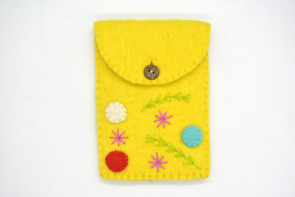 Sunshine Embroidered Felt Flap Pouch for Safe Kids Devices