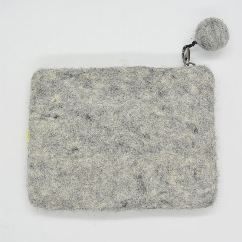 Grey Kitty Felt Zip Pouch for Safe Kids Devices