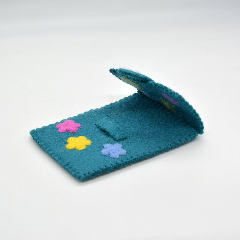 Teal Bloom Felt Pouch for Safe Kids Devices