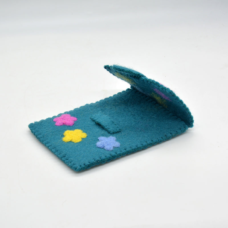 Teal Bloom Felt Pouch for Safe Kids Devices
