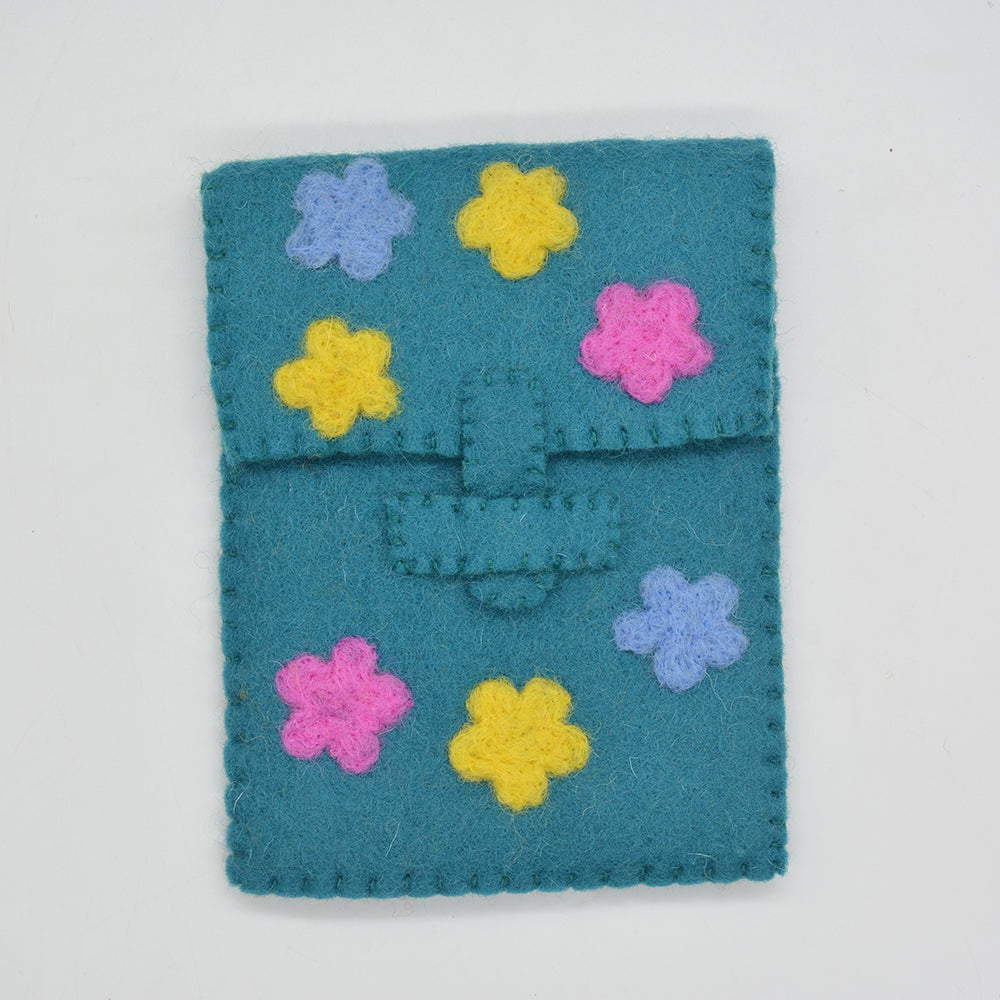 Teal Bloom Felt Pouch for Safe Kids Devices
