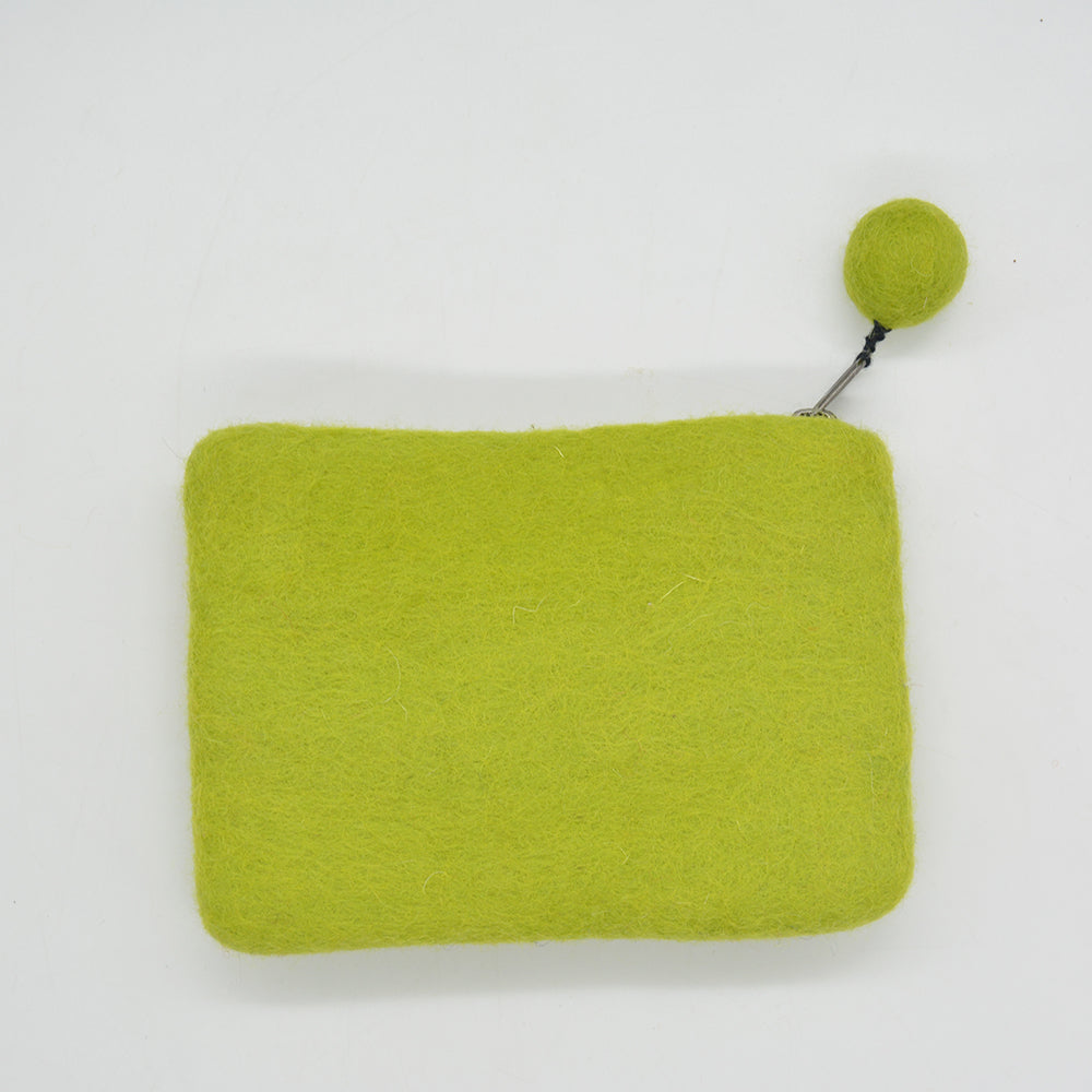 Lime Blossom Felt Zip Pouch for Safe Kids Devices