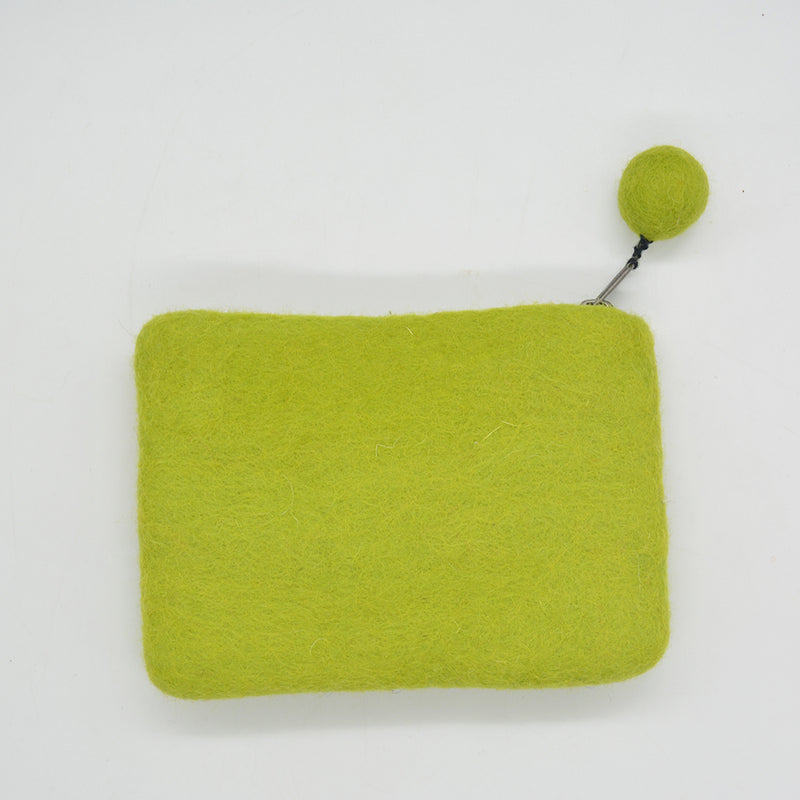Lime Blossom Felt Zip Pouch for Safe Kids Devices