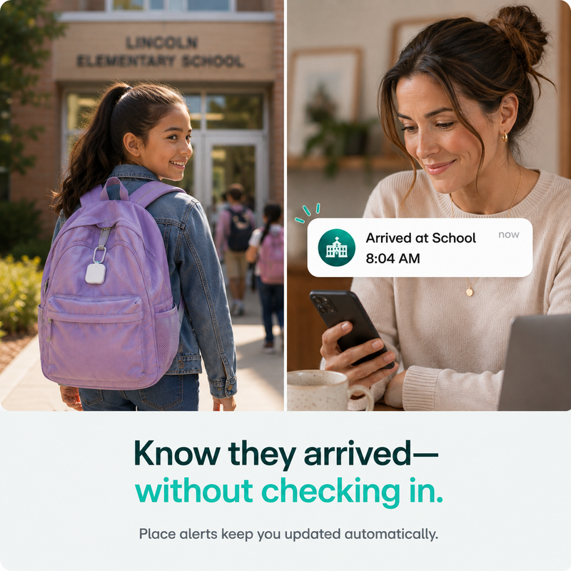 Mom seeing place alert for child reaching school safely