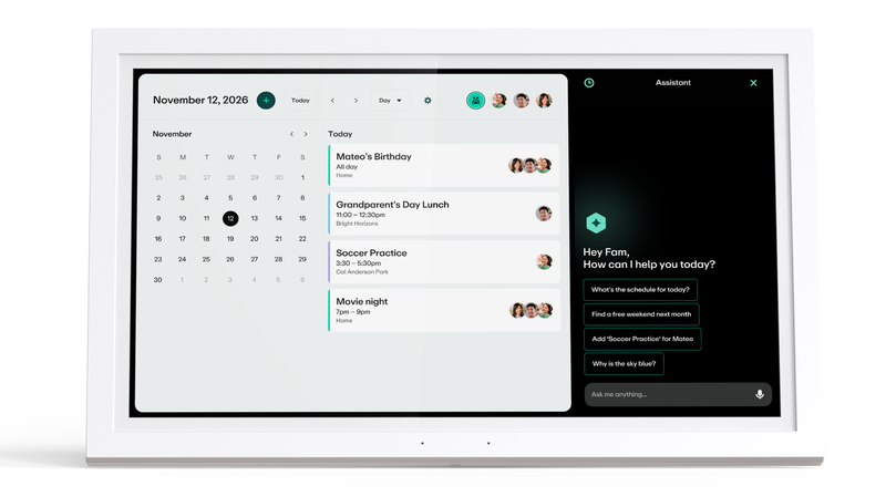 Family Hub calendar and Assistant on the 15.6” touchscreen display